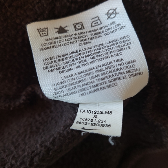 Nike Full Zip Hoodie Men's XL Vintage FA10 Logo Sweatshirt Streetwear Brown - Picture 8 of 8